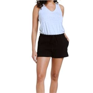 DREW - Gray and Navy Sleeveless Romper with Pockets - S